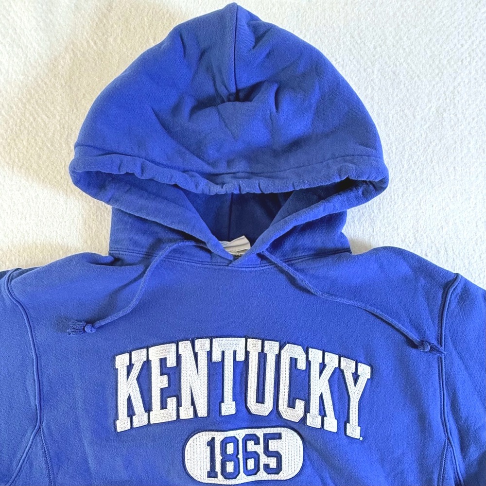 Champion Reverse Weave Hoodie Mens Medium Kentucky Wildcats Embroidered Blue